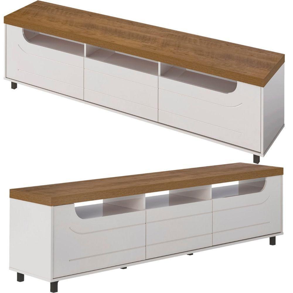 Rack Para Tv 75 3 Nichos 2 Portas Mercury Pinho / Off White - 2