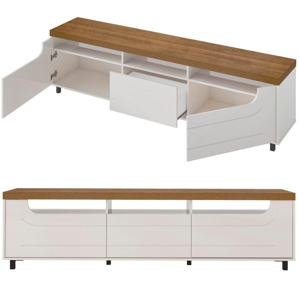 Rack Para Tv 75 3 Nichos 2 Portas Mercury Pinho / Off White - 3