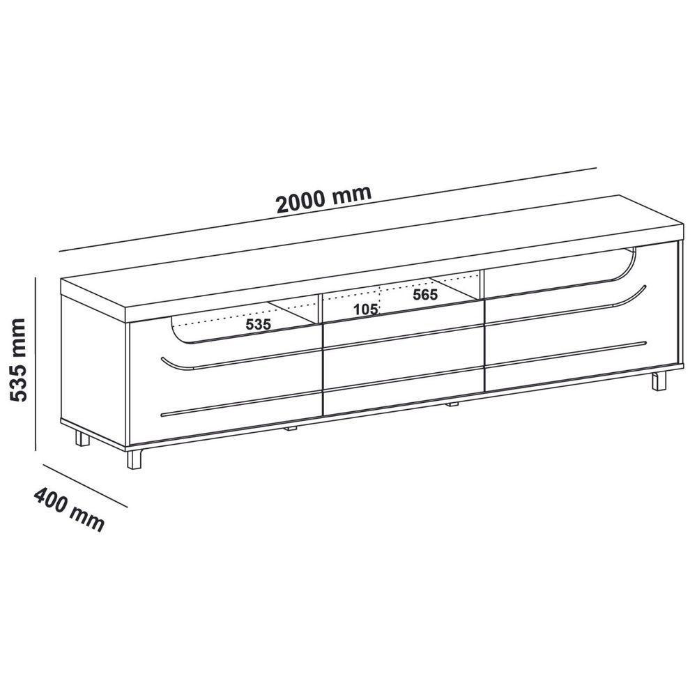 Rack Para Tv 75 3 Nichos 2 Portas Mercury Pinho / Off White - 5