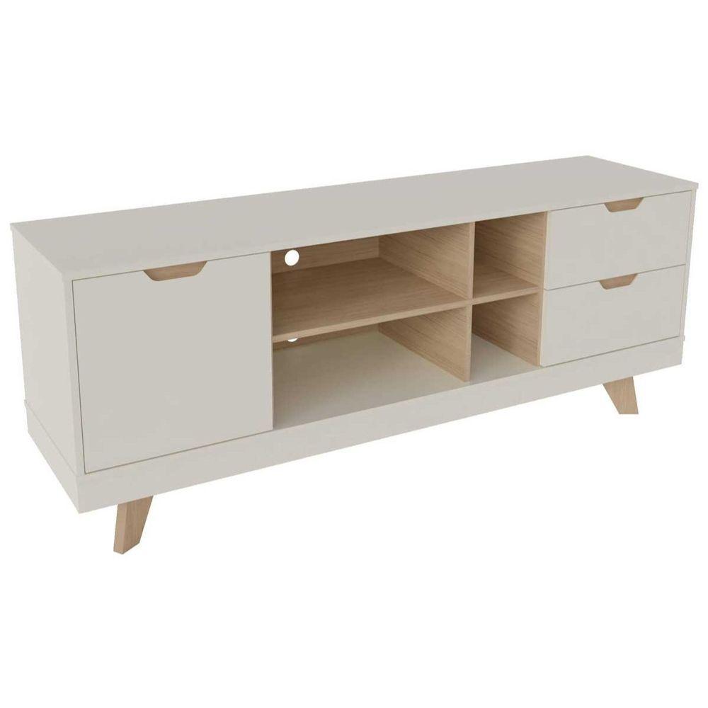 Rack Para Tv Até 65 Michigan Com 2 Gavetas E 4 Nichos Off White/carvalho - 6