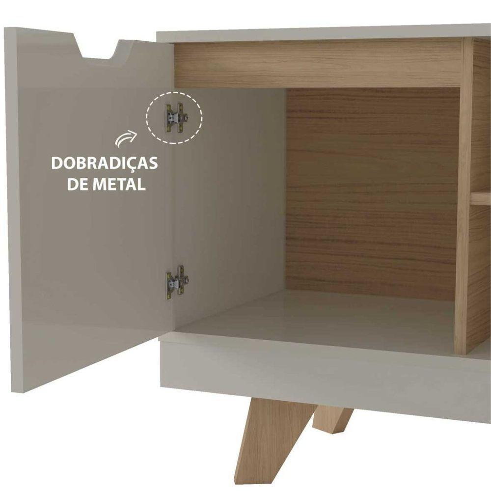 Rack Para Tv Até 65 Michigan Com 2 Gavetas E 4 Nichos Off White/carvalho - 8