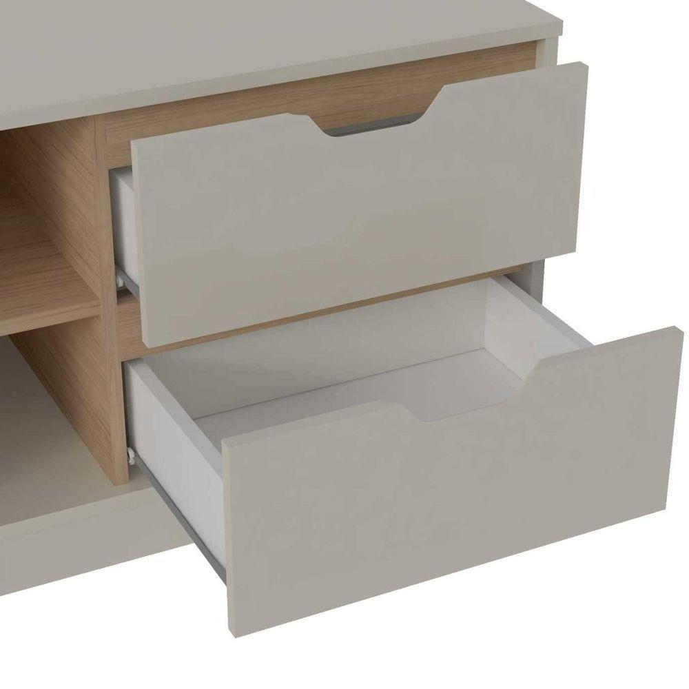 Rack Para Tv Até 65 Michigan Com 2 Gavetas E 4 Nichos Off White/carvalho - 9