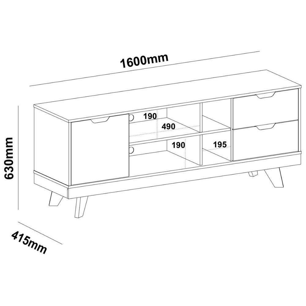 Rack Para Tv Até 65 Michigan Com 2 Gavetas E 4 Nichos Off White/carvalho - 10