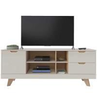 Rack Para Tv Até 65 Michigan Com 2 Gavetas E 4 Nichos Off White/carvalho - 2