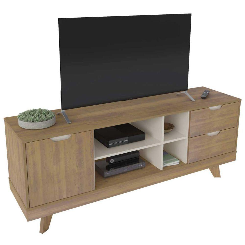 Rack Para Tv Até 65 Michigan Com 2 Gavetas E 4 Nichos Pinho / Off White - 3