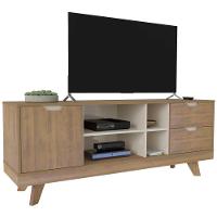 Rack Para Tv Até 65 Michigan Com 2 Gavetas E 4 Nichos Pinho / Off White