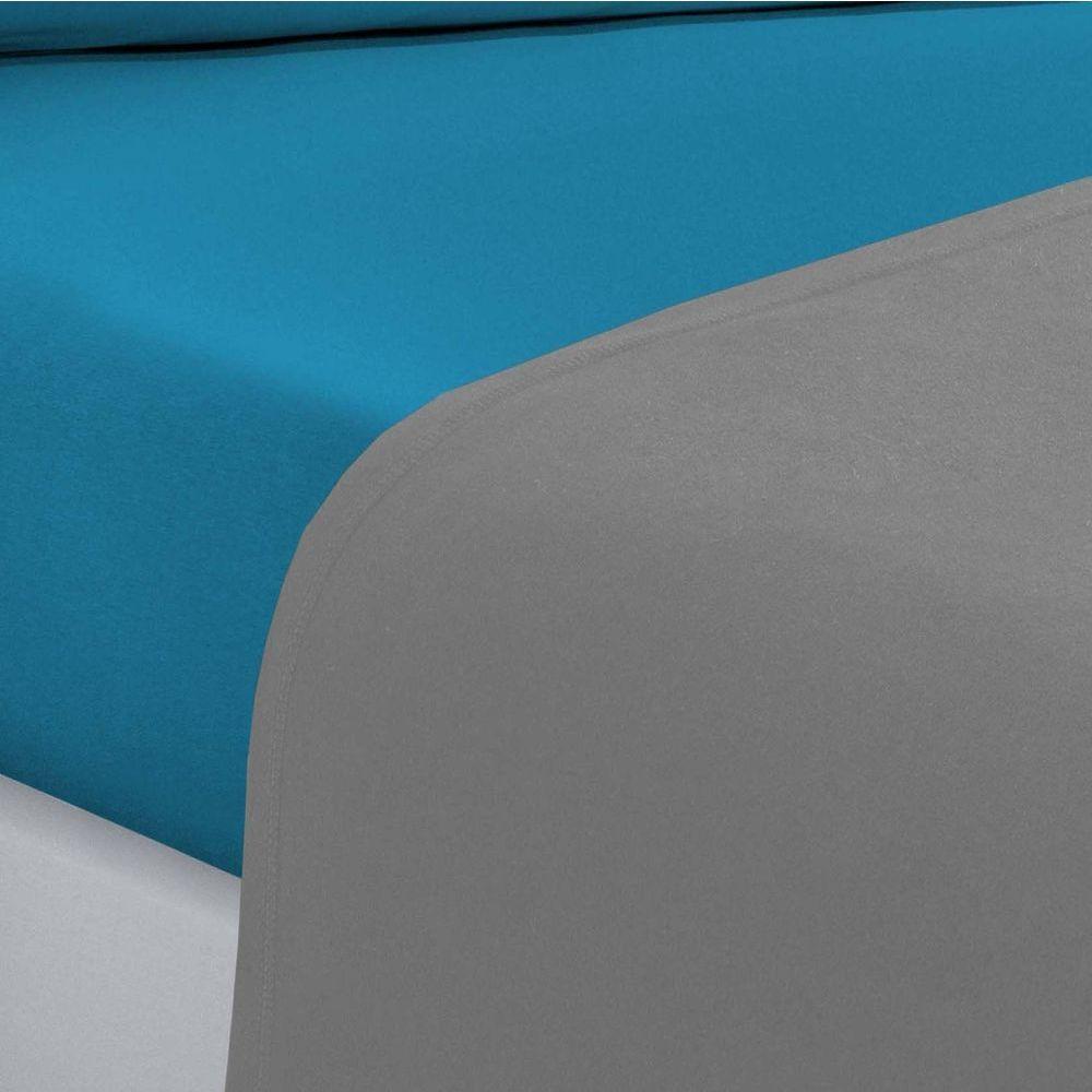 Jogo De Cama Malha Lençol 100% Algodão Gran Moratta 4 Peças King - Cinza-azul Turqueza - 3