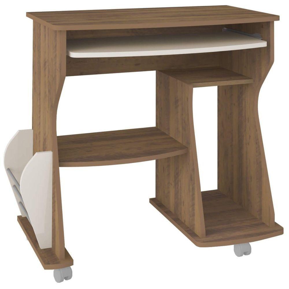 Mesa Para Computador 160 Com 3 Nichos E Porta Revistas Pinho / Off White - 6