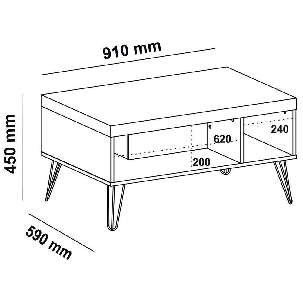Mesa De Centro Liberty Com 2 Nichos Carvalho - 6