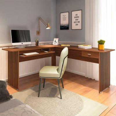 Mesa em l Cannes 1 Gaveta MDF 150cm Amadeirado para Home Office