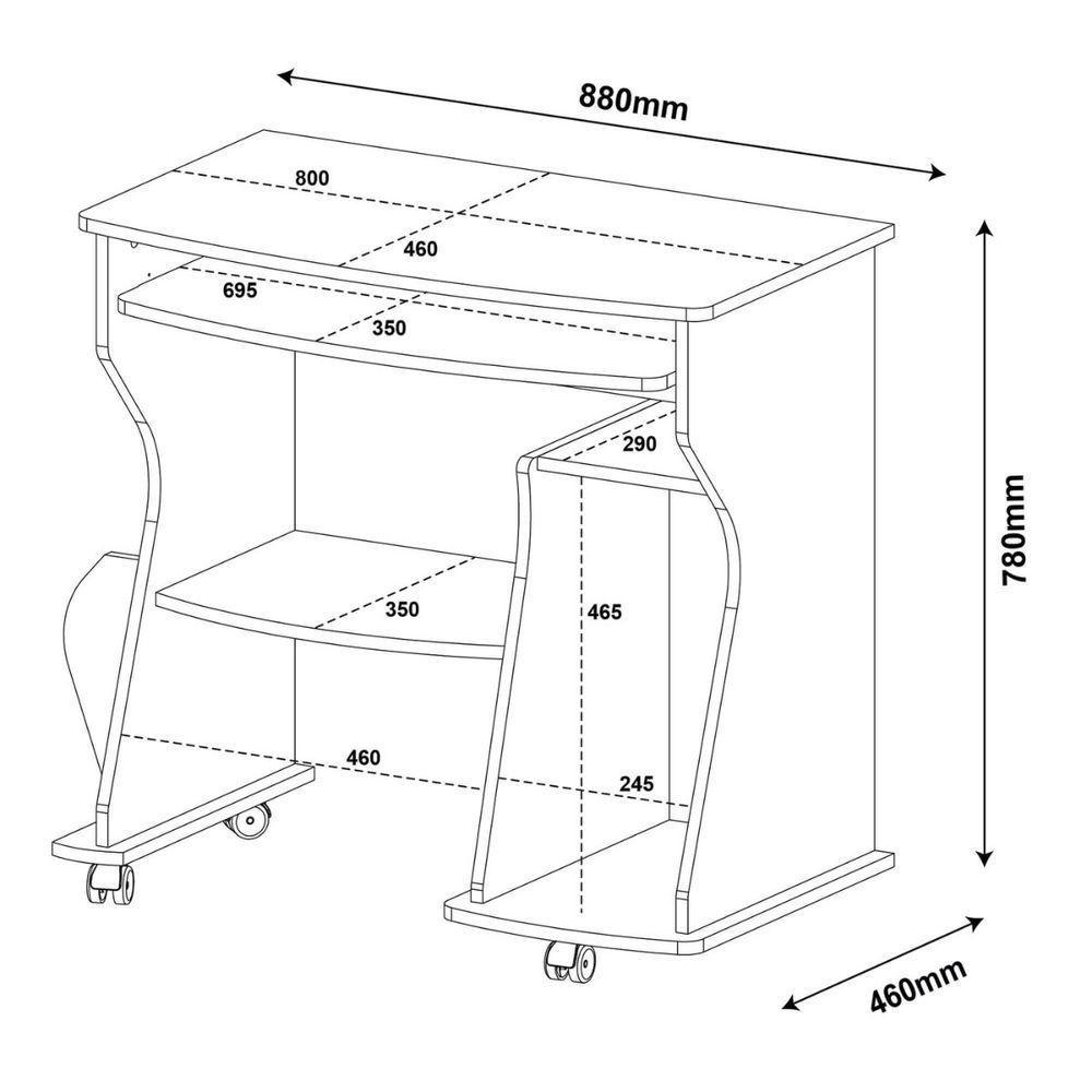 Mesa Para Computador 160 Com 3 Nichos E Porta Revistas Branco - 2