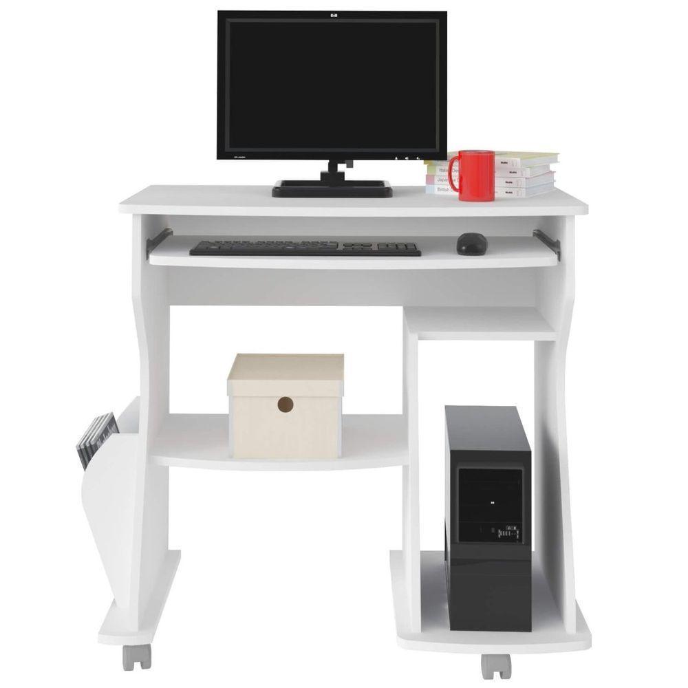 Mesa Para Computador 160 Com 3 Nichos E Porta Revistas Branco - 5