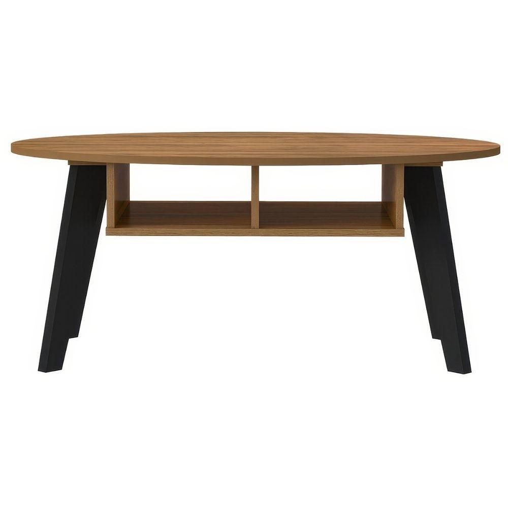 Mesa De Centro Diva 2 Nichos Pinho / Preto - 3