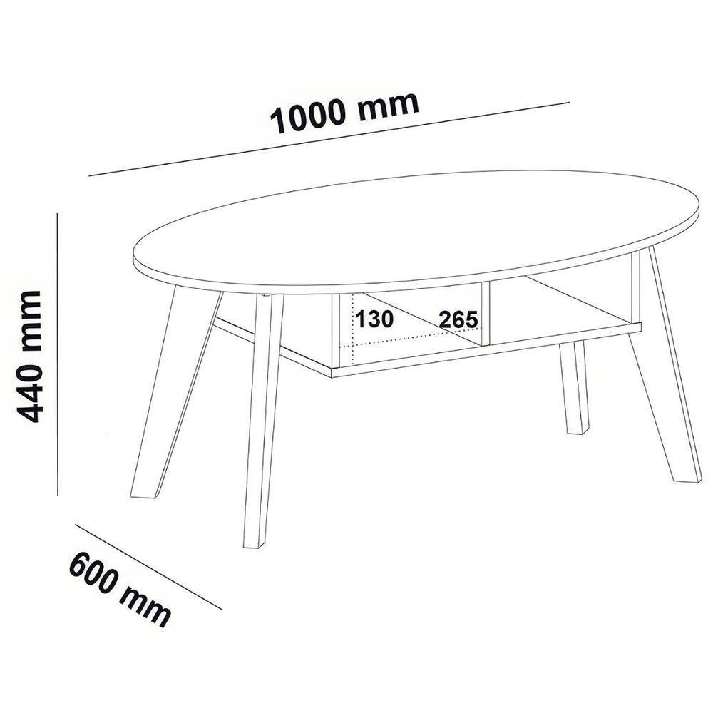 Mesa De Centro Diva 2 Nichos Pinho / Preto - 4