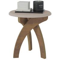 Mesa Redonda De Apoio Lateral E Cabeceira Jade Off White / Pinho - 2