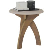 Mesa Redonda De Apoio Lateral E Cabeceira Jade Off White / Pinho - 3