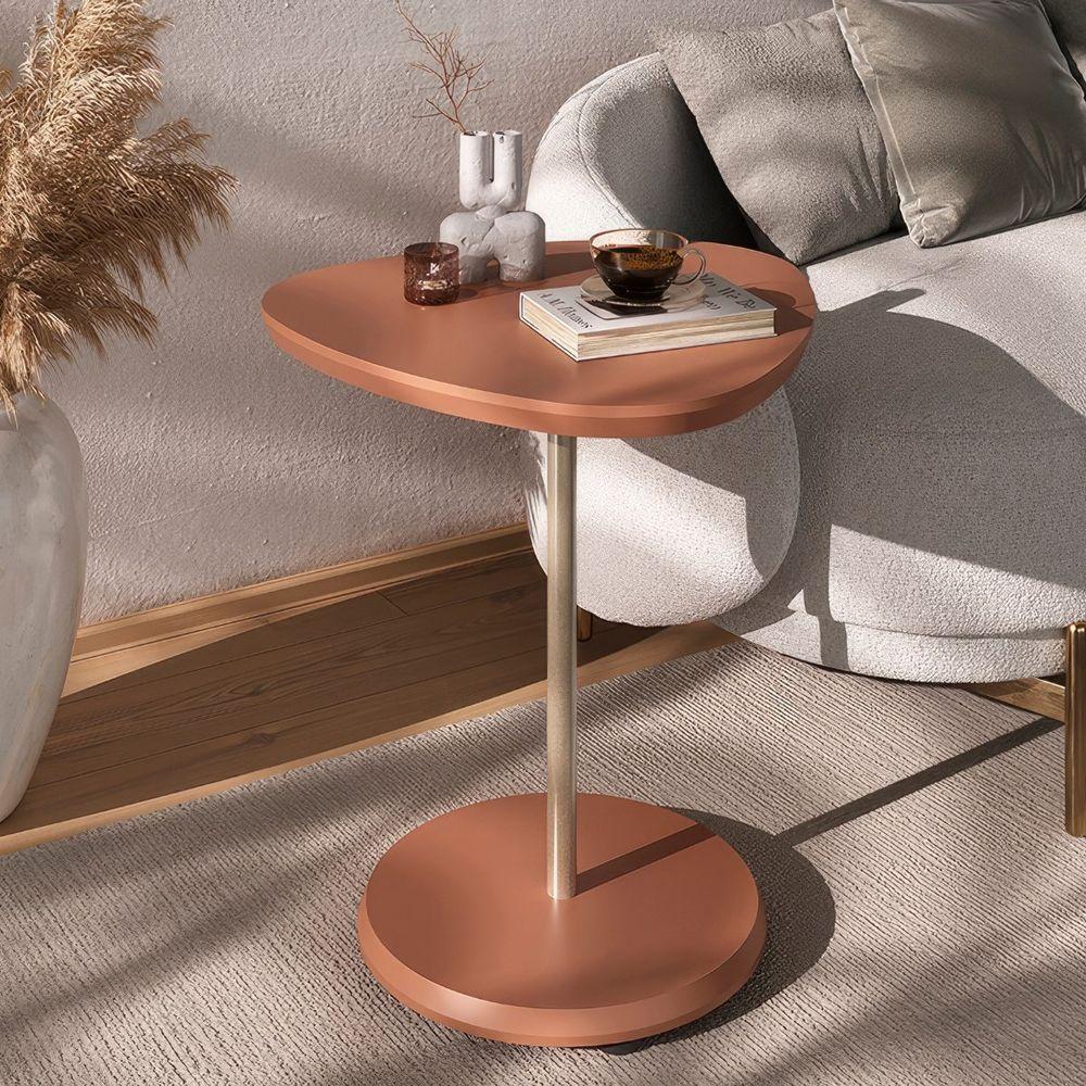 Mesa De Apoio Lateral Oval Bel - 100% Mdf Terracota - 1