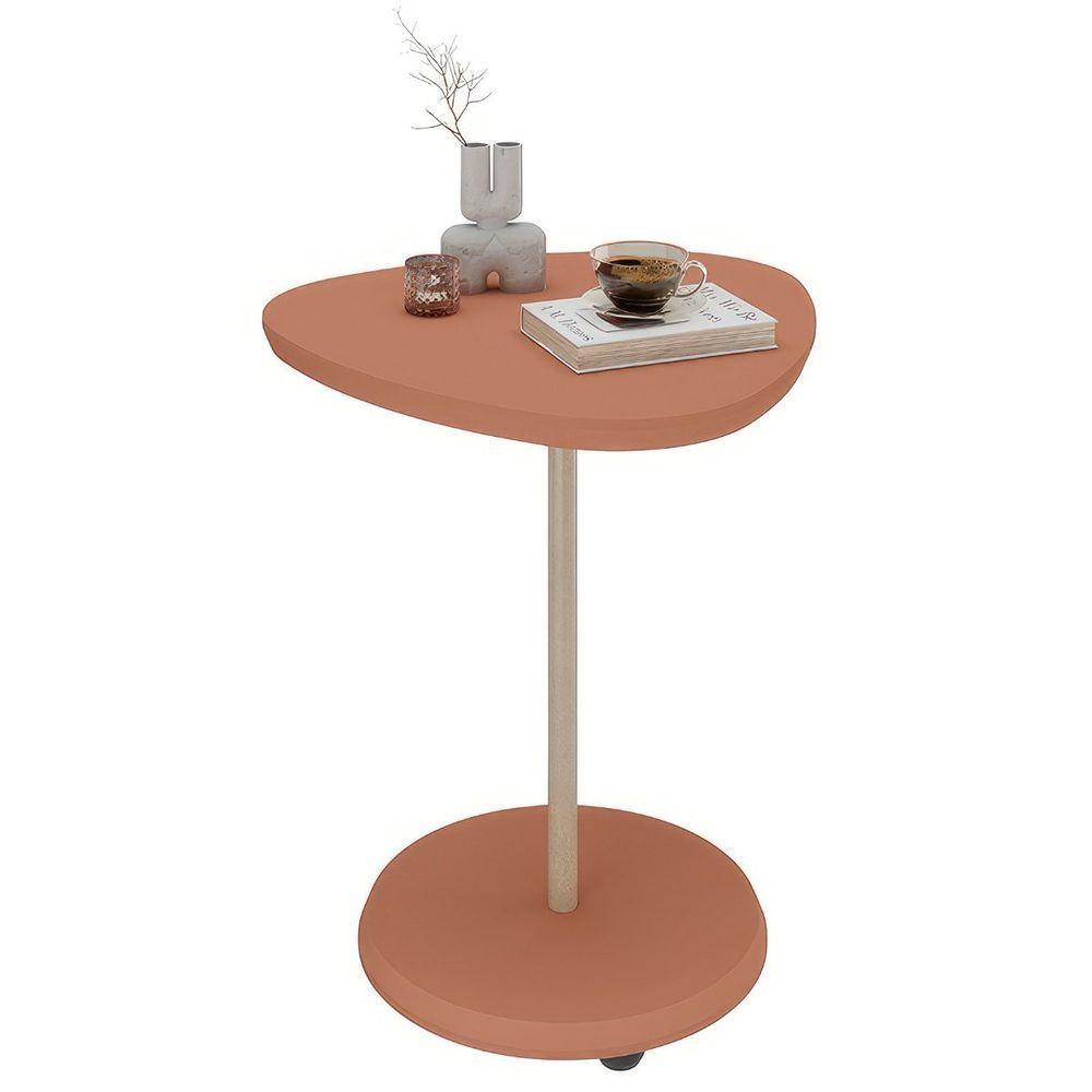 Mesa De Apoio Lateral Oval Bel - 100% Mdf Terracota - 5
