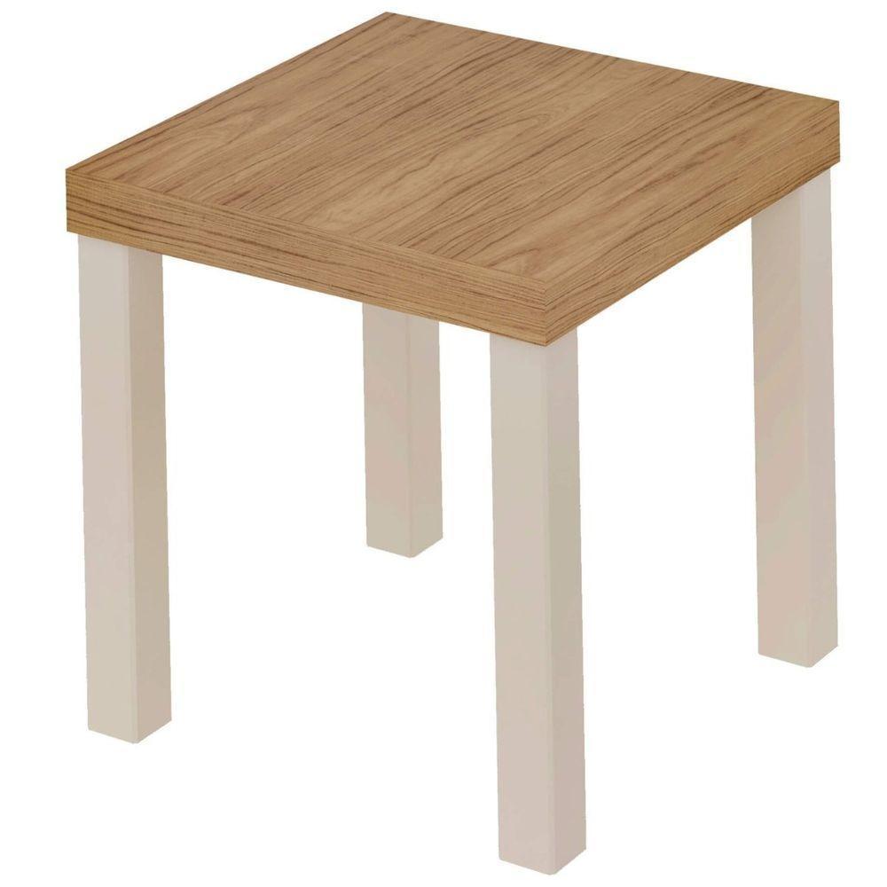 Mesa Quadrada De Apoio Lateral E De Cabeceira Up Carvalho | Off White - 4
