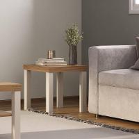 Mesa Quadrada De Apoio Lateral E De Cabeceira Up Carvalho | Off White - 1