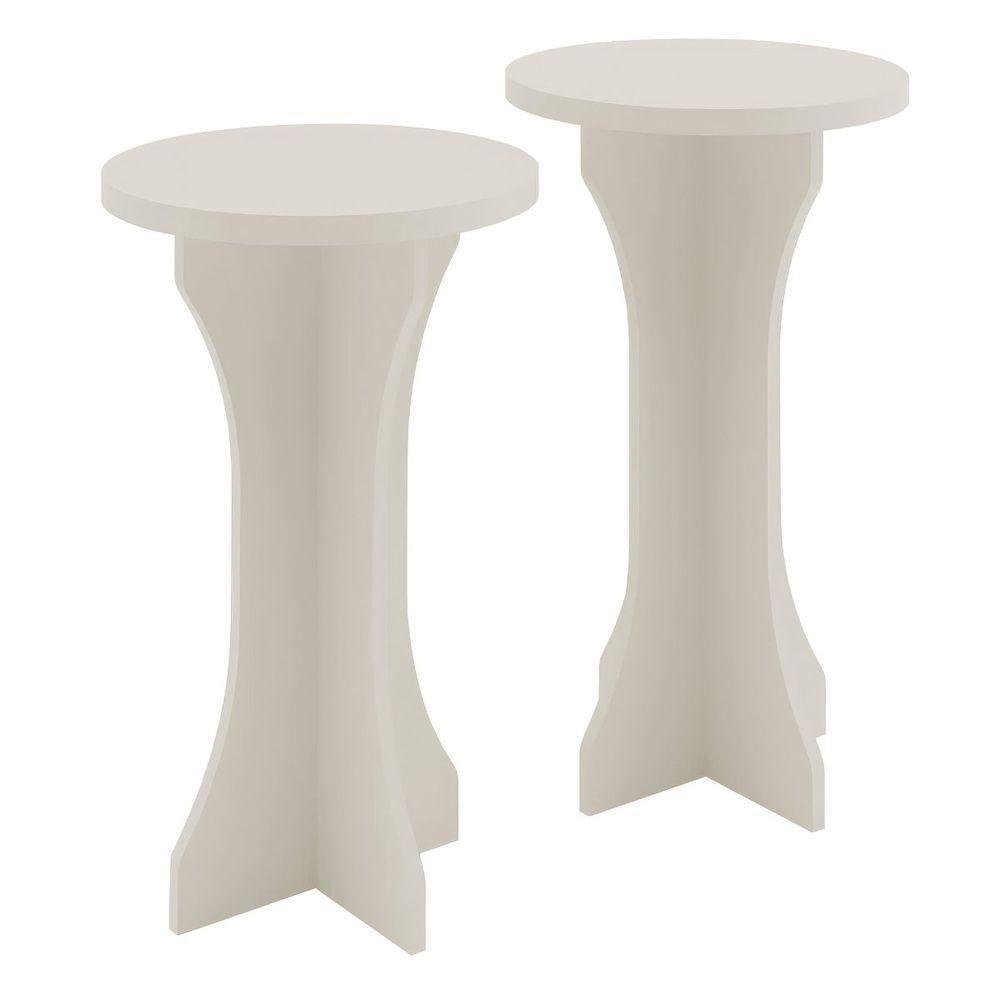 Conjunto Mesas Apoio Lateral Luck Off White - 3
