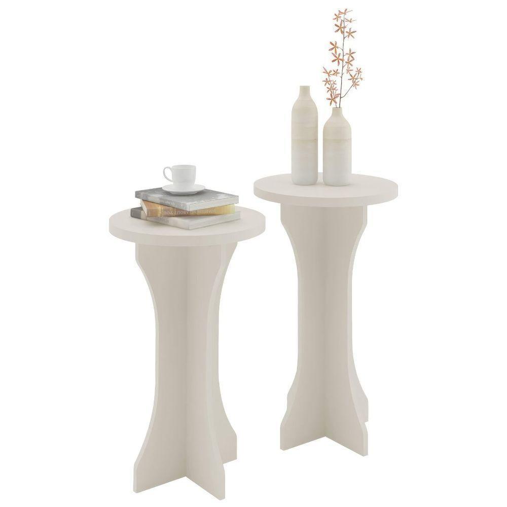 Conjunto Mesas Apoio Lateral Luck Off White - 4