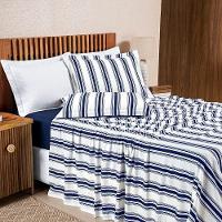 Jogo De Cama 100% Algodão Marin Solteiro 03 Peças - Marinho - 1