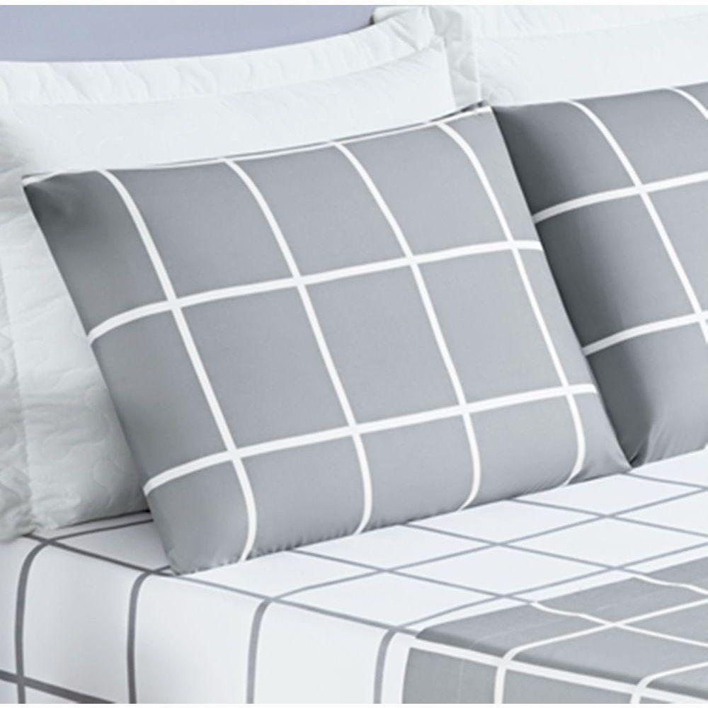 Jogo De Cama Com Lençol De Cima 200 Fios Austin Solteiro 03 Peças - Cinza - 4