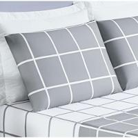 Jogo De Cama Com Lençol De Cima 200 Fios Austin Solteiro 03 Peças - Cinza