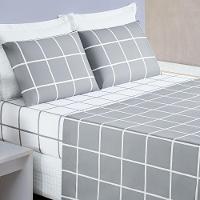 Jogo De Cama Com Lençol De Cima 200 Fios Austin King 04 Peças - Cinza - 2