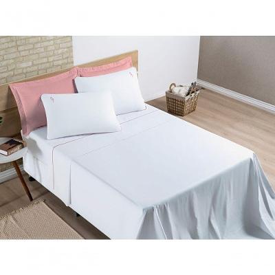 Jogo De Cama Lençol Percal 200 Fios 100% Algodão Liana King 04 Peças - Branco