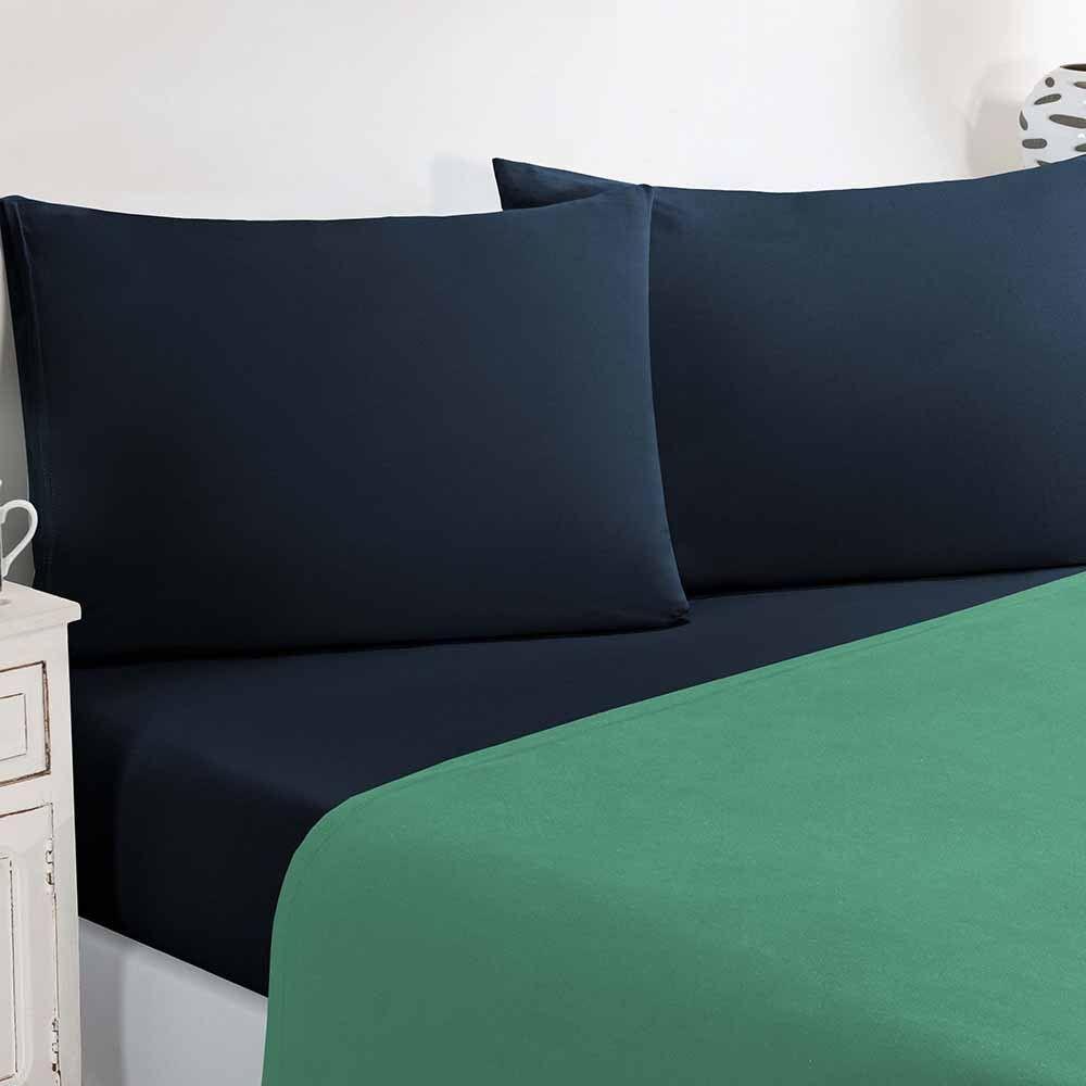 Jogo De Cama Malha Lençol 100% Algodão Gran Moratta 4 Peças Queen - Verde Jade-azul Marinho - 3