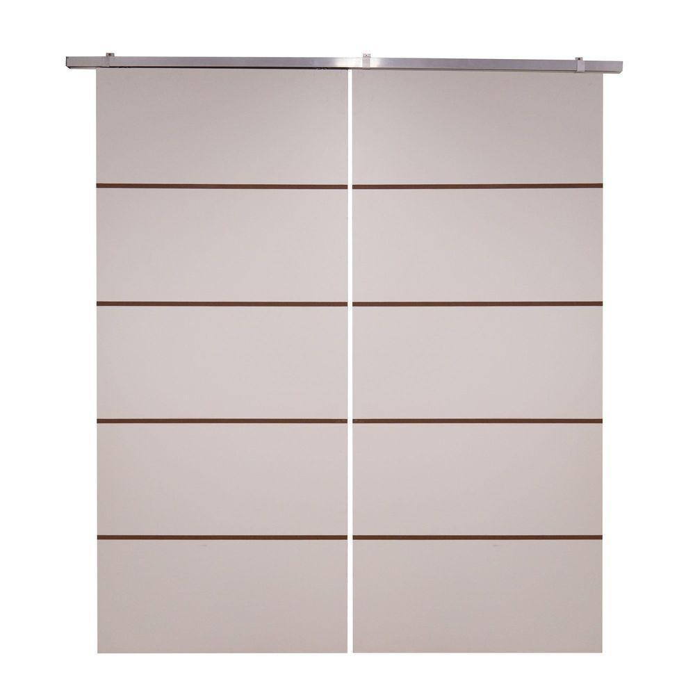 Porta Dupla Branco Prime Frisada Kit Alumínio F03 - 210x140 - 1