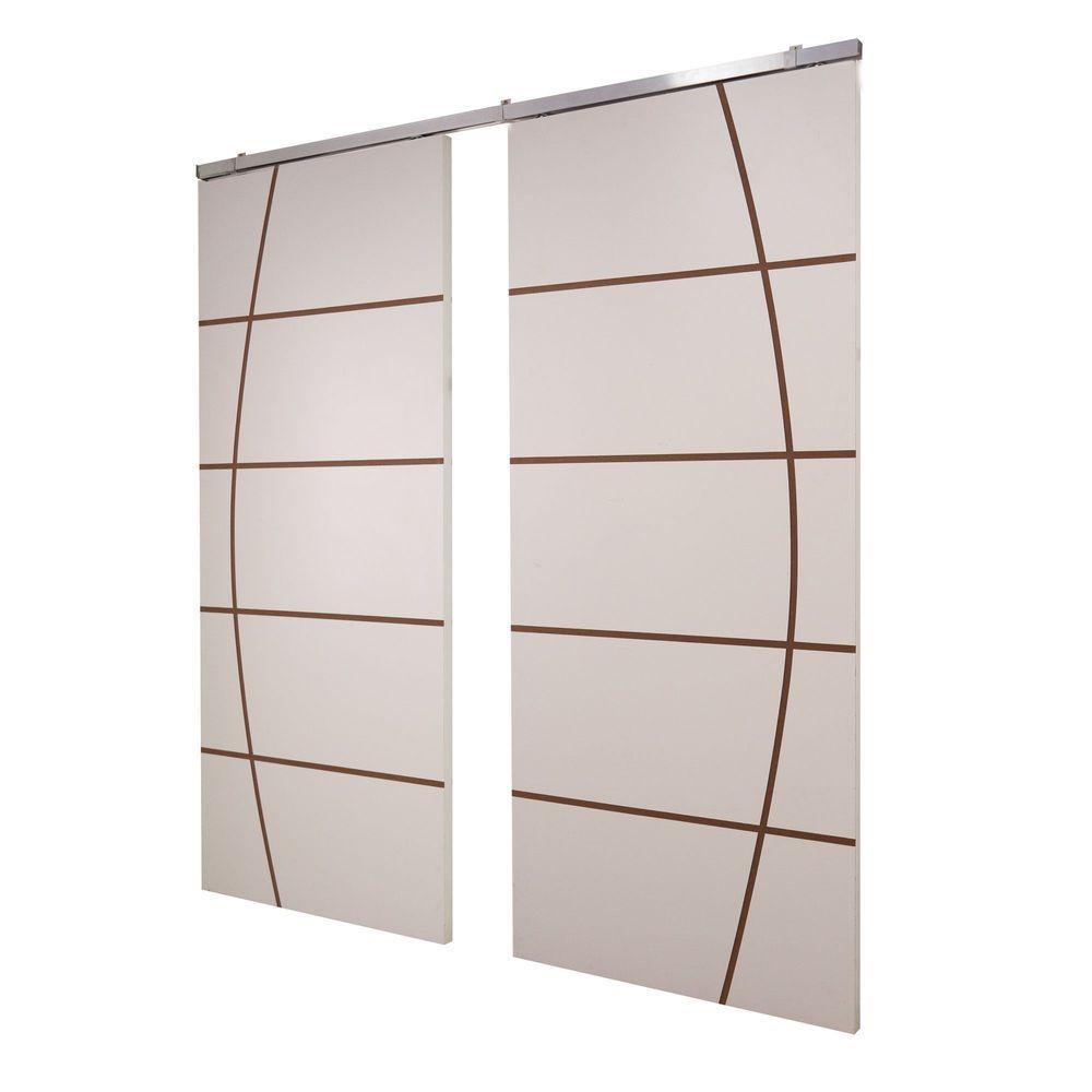 Porta Dupla Branco Prime Frisada Kit Alumínio F01 - 210x180 - 2