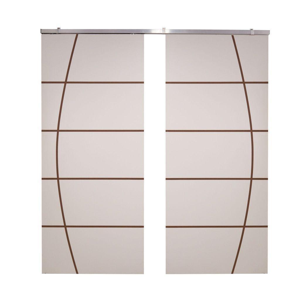 Porta Dupla Branco Prime Frisada Kit Alumínio F01 - 210x180 - 3