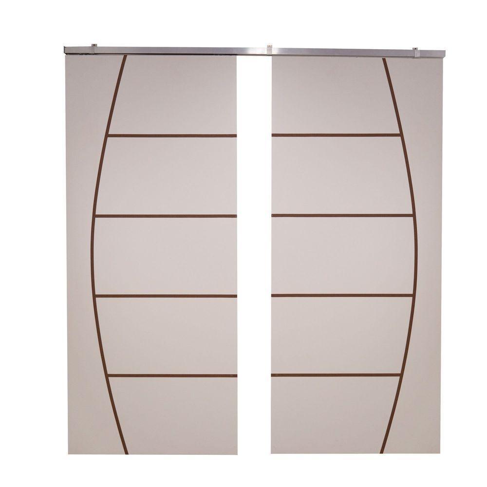 Porta Dupla Branco Prime Frisada Kit Alumínio F04 - 210x160 - 1