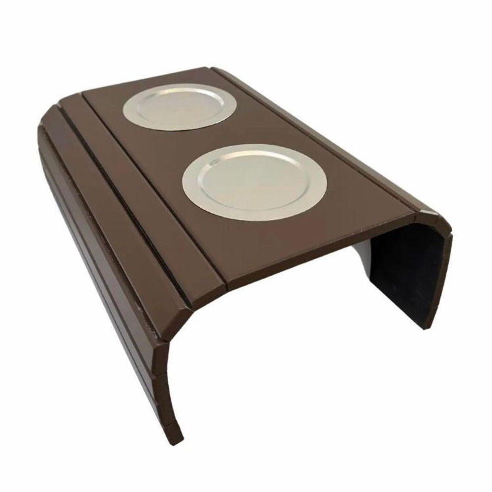 Kit 02un Esteiras Braço Sofá Com Porta Copos Alumínio Marrom - 2