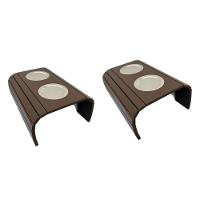 Kit 02un Esteiras Braço Sofá Com Porta Copos Alumínio Chocolate - 1