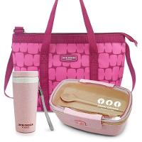 Conjunto Bolsa Térmica Com Pote Marmita Ecológica 800ml E Copo Com Tampa De 300ml Vinho - 1