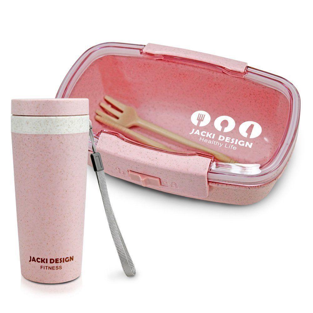 Conjunto Pote Marmita Ecológica 650ml E Copo Com Tampa 300ml Lifestyle Rosa - 1