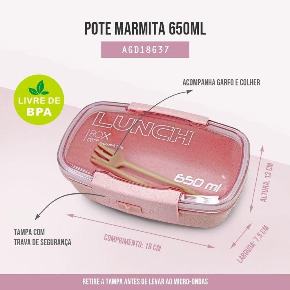 Conjunto Pote Marmita Ecológica 650ml E Copo Com Tampa 300ml Lifestyle Rosa - 3