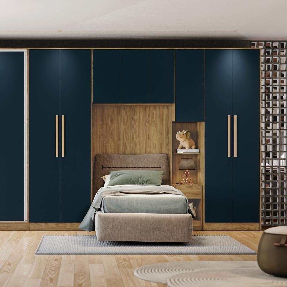 Armário Aéreo 1 Porta Kappesberg Adapt Nogueira/azul Profundo 36cm - 2