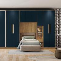 Armário Aéreo 1 Porta Kappesberg Adapt Nogueira/azul Profundo 36cm - 2