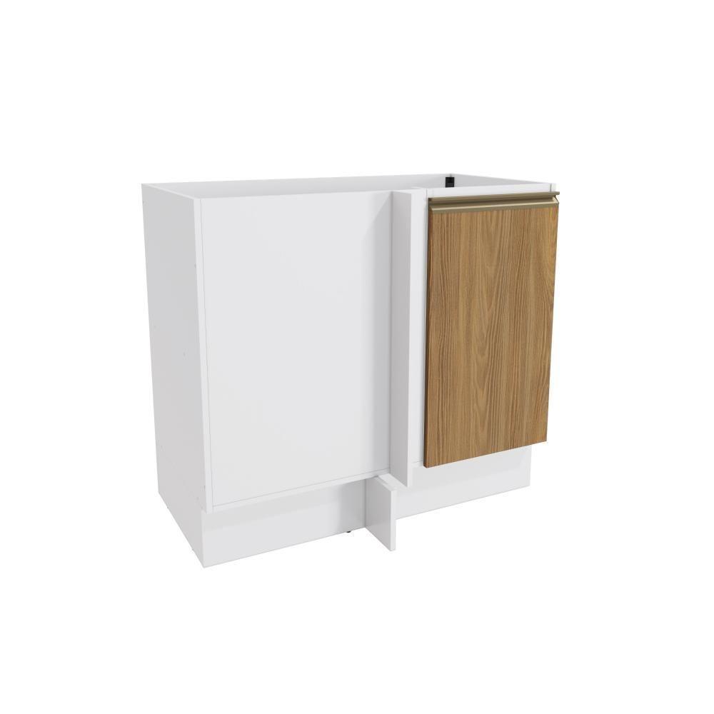 Balcão De Canto Reto Celeste Kappesberg 100% Mdf 1 Porta Branco/nogueira 98cm - 1