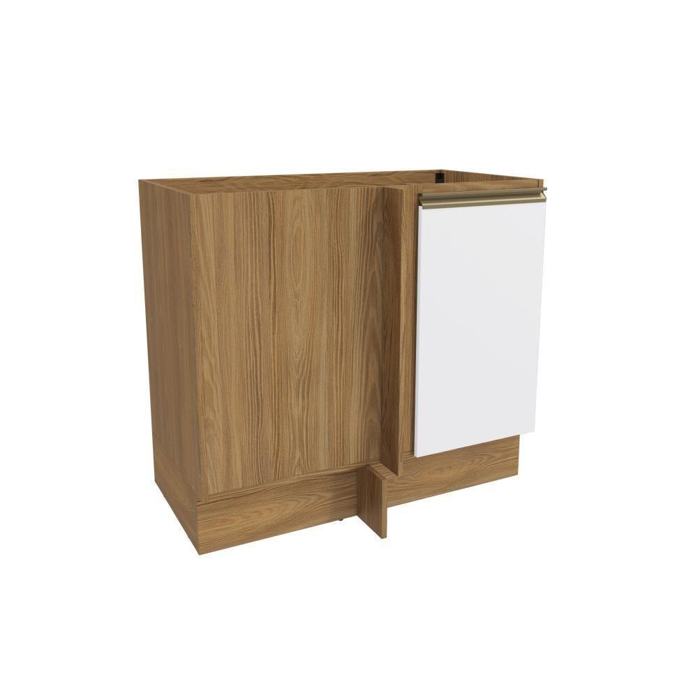 Balcão De Canto Reto Celeste Kappesberg 100% Mdf 1 Porta Nogueira/branco 98cm - 1