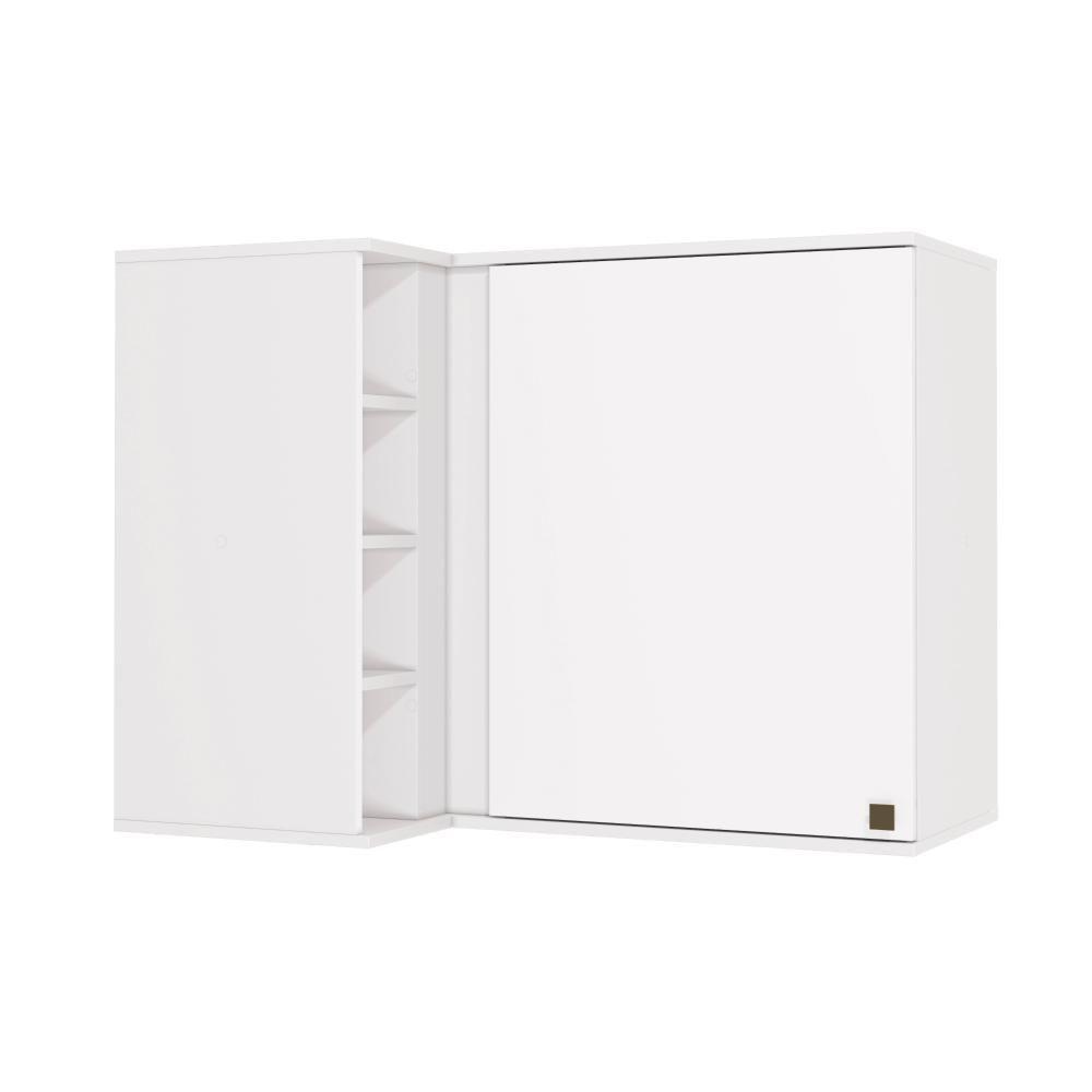 Armário Aéreo De Canto Reto Celeste Kappesberg 100% Mdf 1 Porta 4 Nichos Branco 98cm - 1