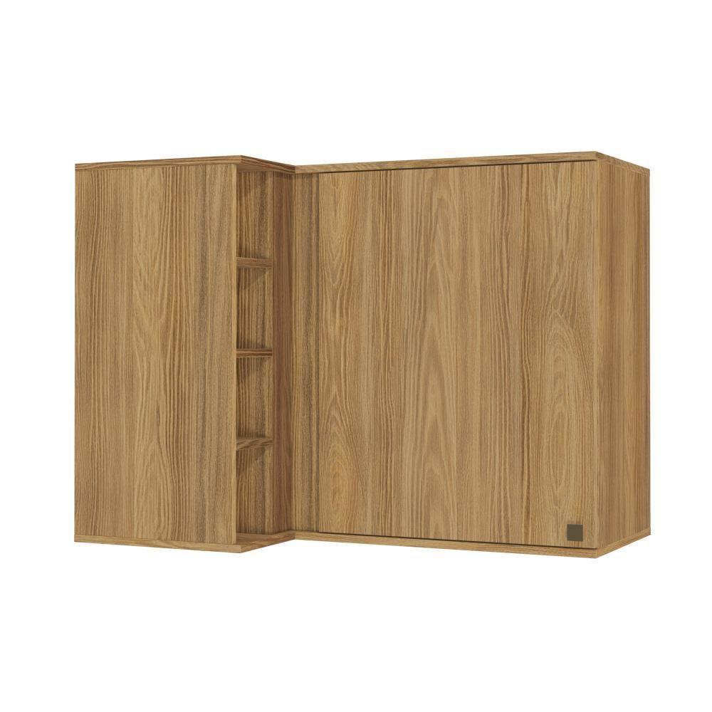 Armário Aéreo De Canto Reto Celeste Kappesberg 100% Mdf 1 Porta 4 Nichos Nogueira 98cm - 1