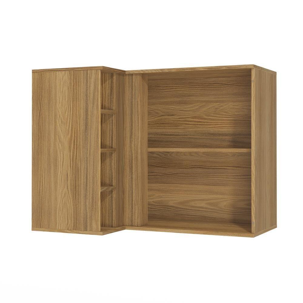 Armário Aéreo De Canto Reto Celeste Kappesberg 100% Mdf 1 Porta 4 Nichos Nogueira 98cm - 4