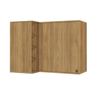Armário Aéreo De Canto Reto Celeste Kappesberg 100% Mdf 1 Porta 4 Nichos Nogueira 98cm
