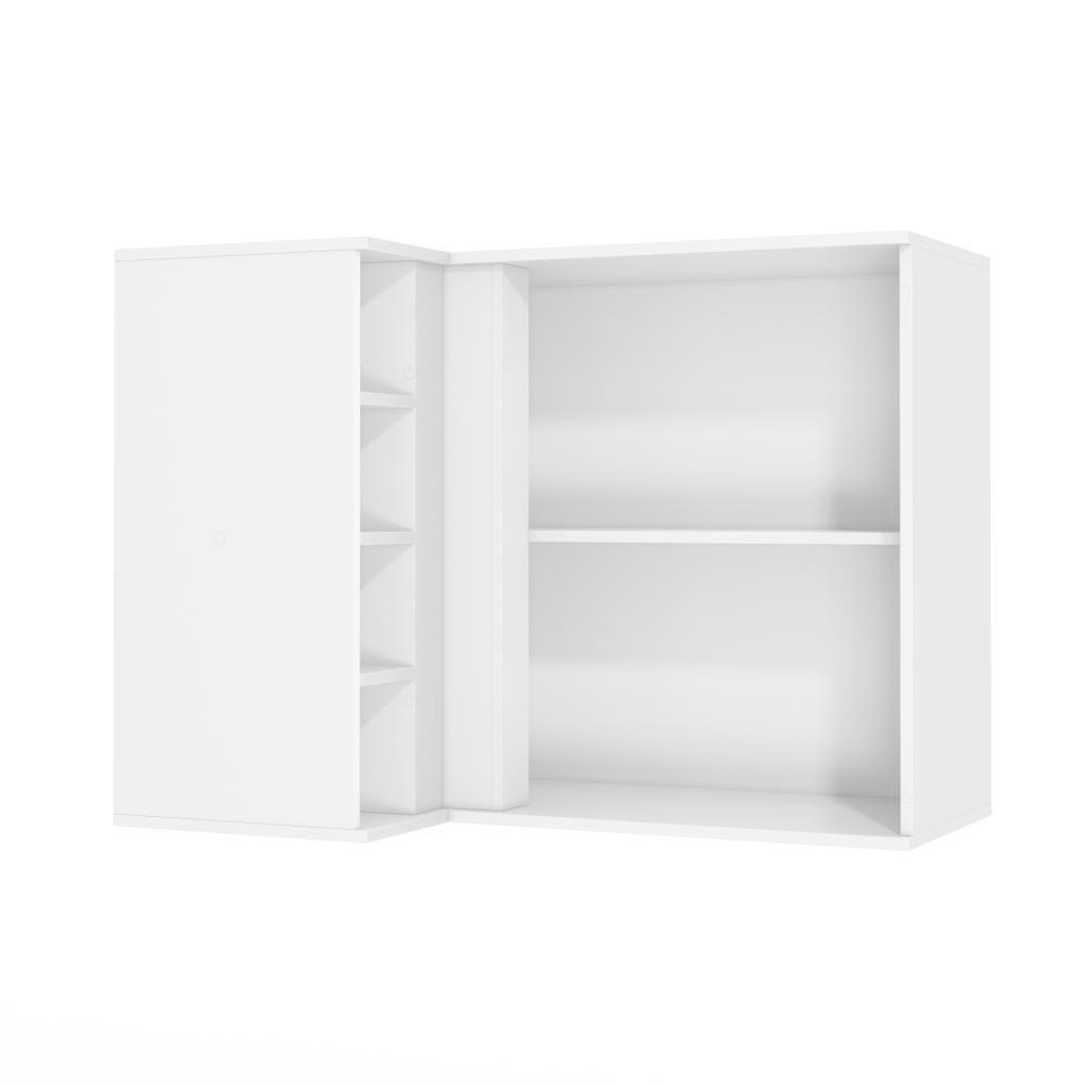 Armário Aéreo De Canto Reto Celeste Kappesberg 100% Mdf 1 Porta 4 Nichos Branco/nogueira 98cm - 4